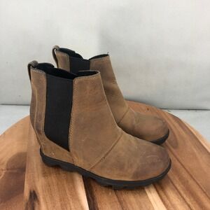 Sorel Joan of Arctic II Chelsea Boots Womens Size 7 Waterproof Leather Brown